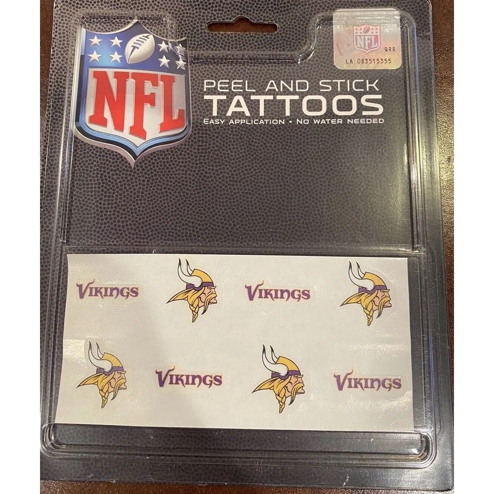 Minnesota Vikings NFL Team 8 Pack Peel And Stick Temporary Tattoos